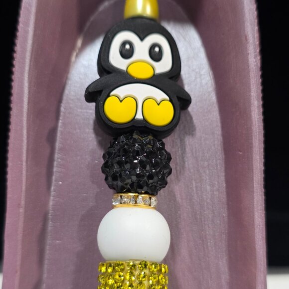 Pick-a-Pretty Penguin Pen Holiday Red or Gray by PenGwensPosh-w/Black Ink - Picture 7 of 7